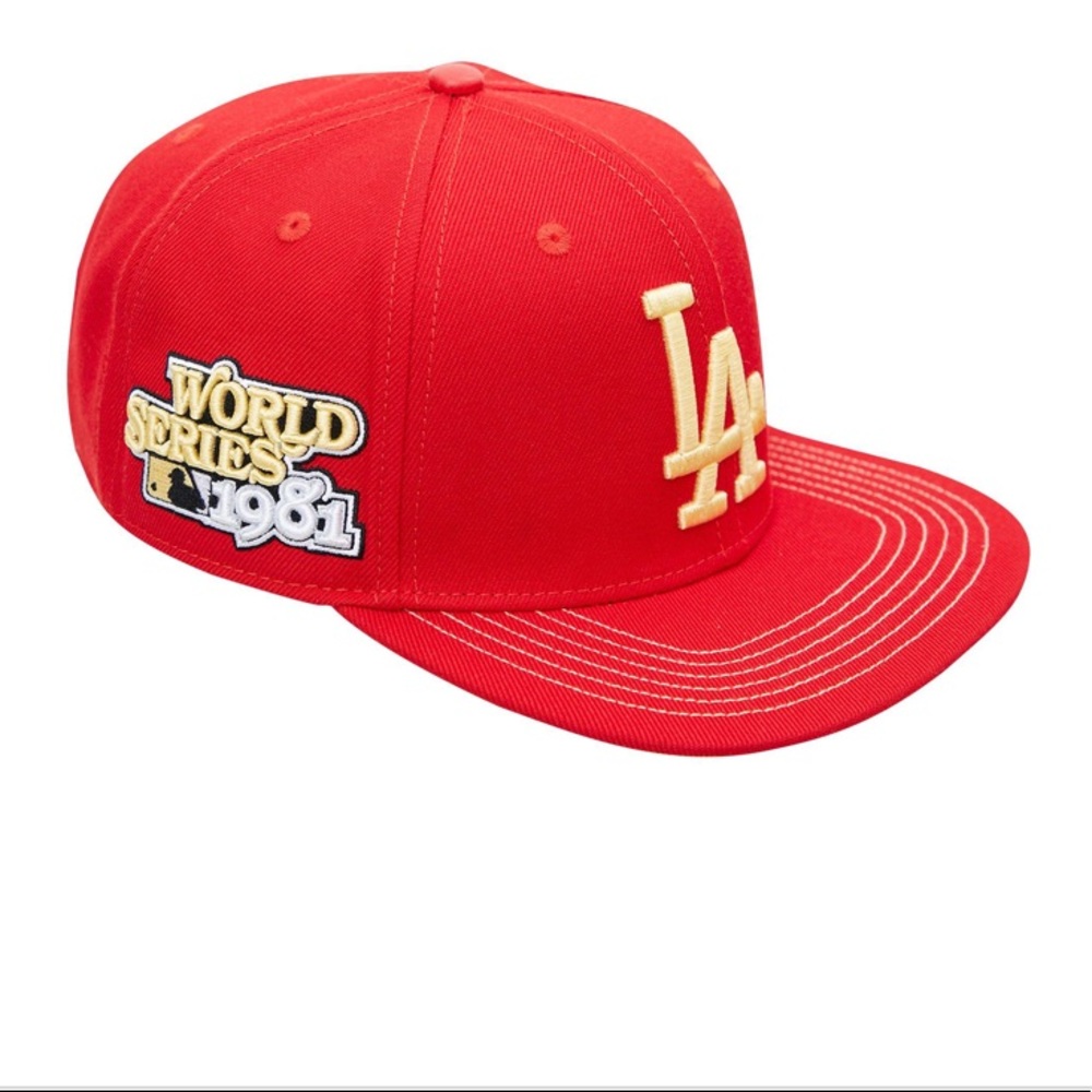 Pro Standard Los Angeles Dodgers 1981 World Series Patch Red Gold Snapback Hat
